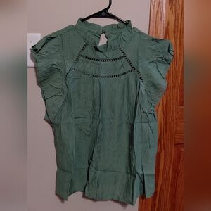 SHEIN Green Ruffled Blouse